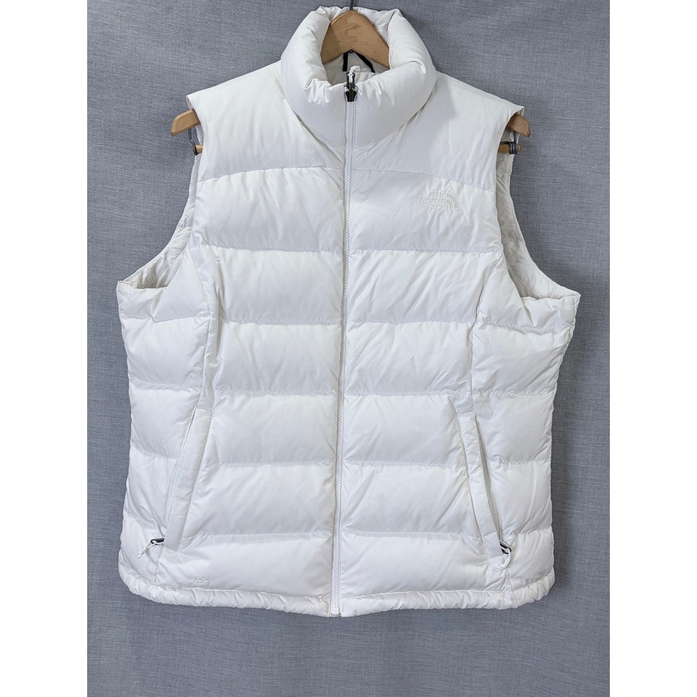 The North Face Nuptse 700 Down Puffer Vest White Full Zip Womens Size XL